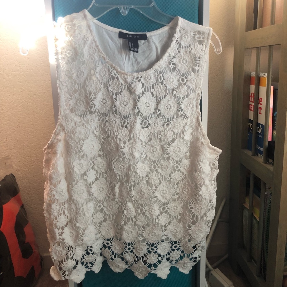 Forever 21 lace white tank top